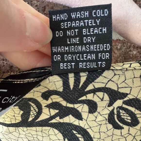 Lg Y2K VTG Silk Cowl Neck Tank Top NYC Design Co Baroque Romantic Goth Academia - Picture 4 of 5